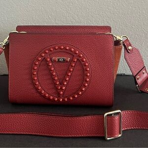 Valentino Red Leather Studded Crossbody